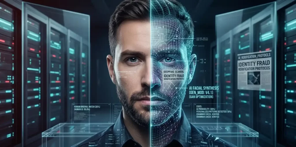 AI-generated deepfake example showing a synthetic face swap